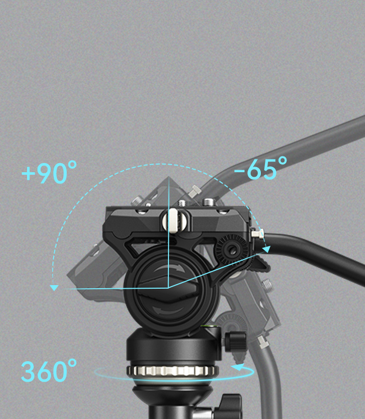 The camera mount swivels 360° and tilts 90° / -65° for capturing shots at different angles