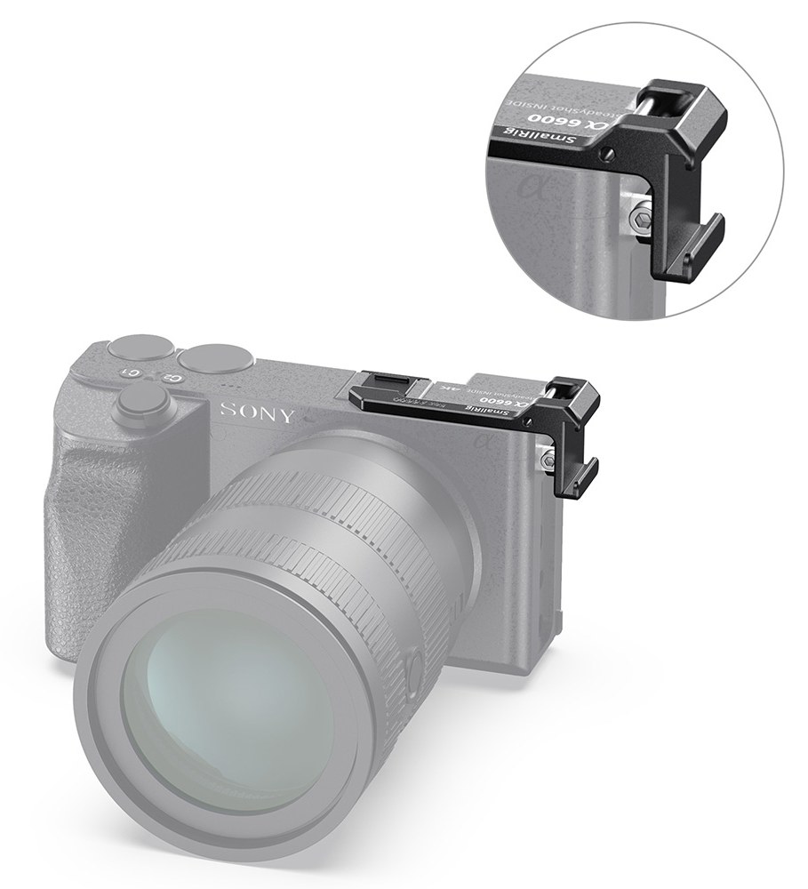Left-Side Shoe Mount Relocation Plate for Sony a6600 Camera