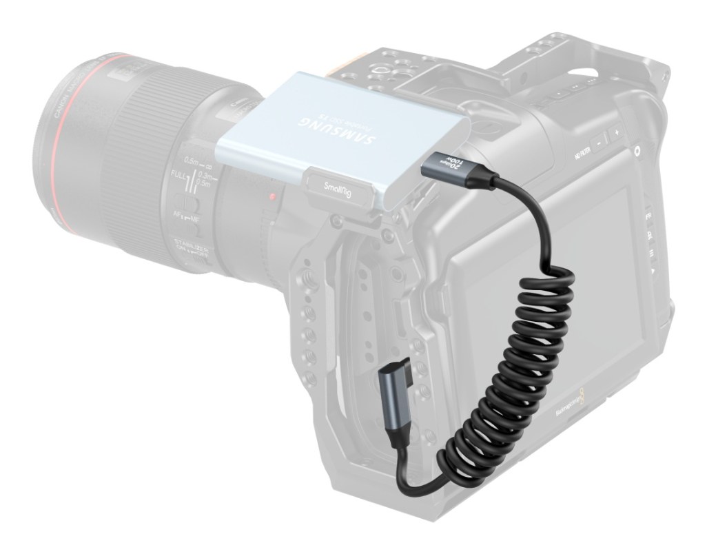 USB-C (Straight) to USB-C (Angled) Coiled Data Cable