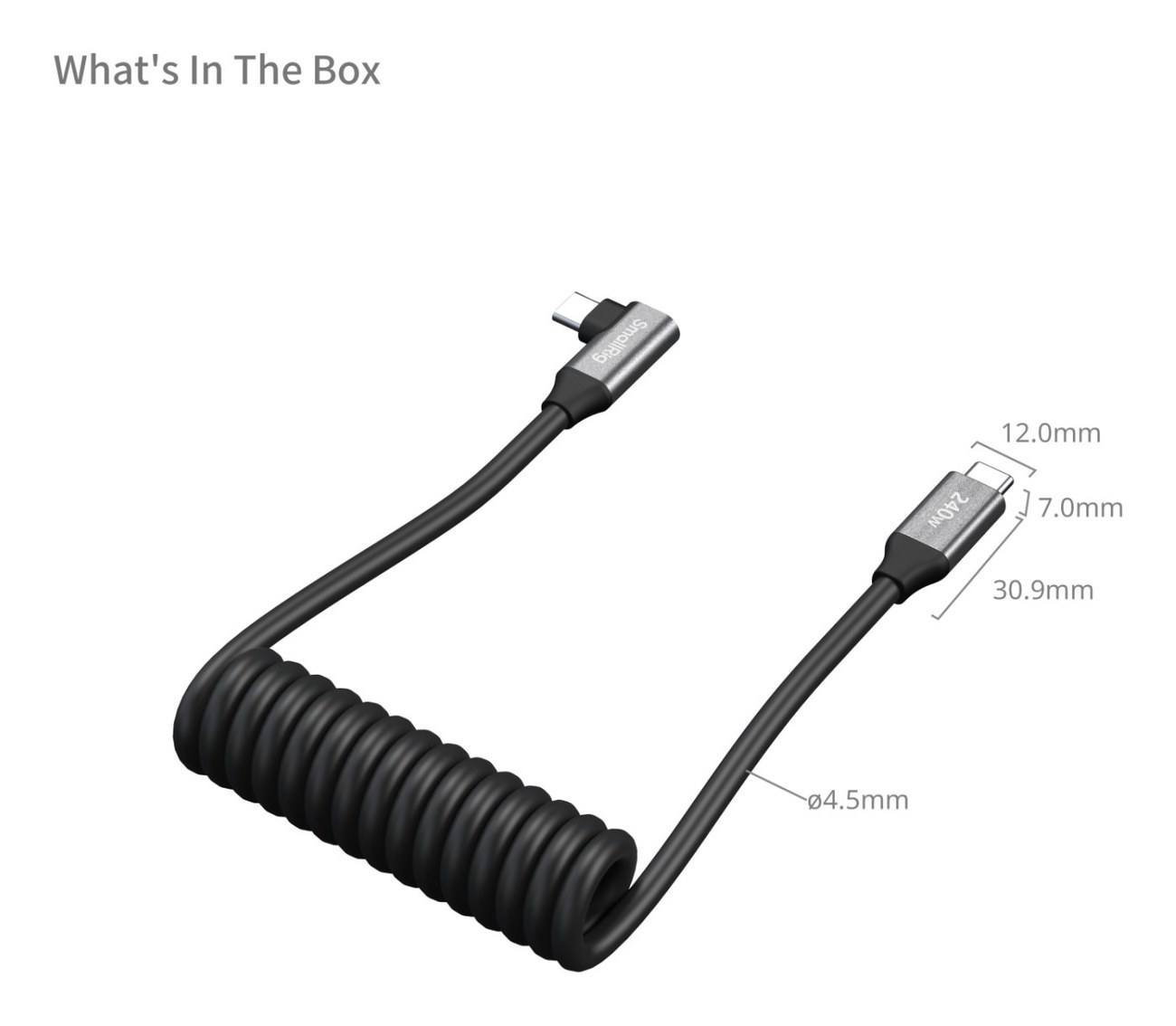 Coiled Data Cable for USB-C Adapter