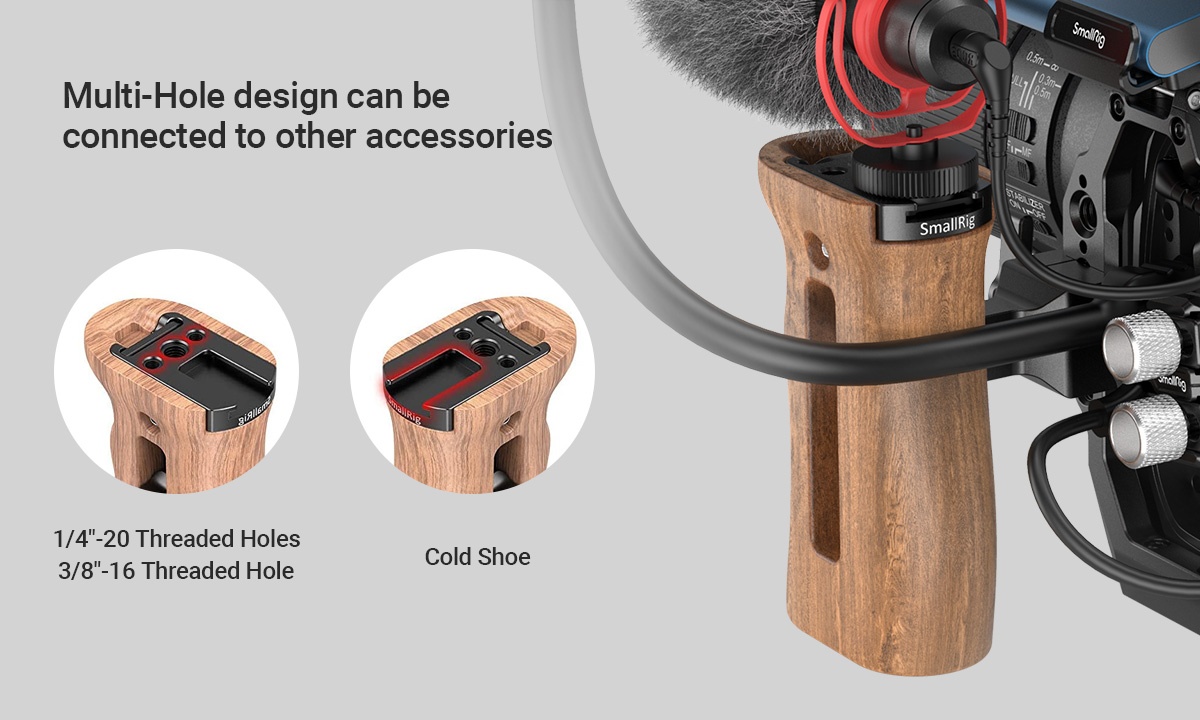 SmallRig Wooden Side Handle with NATO Clamp 2187C