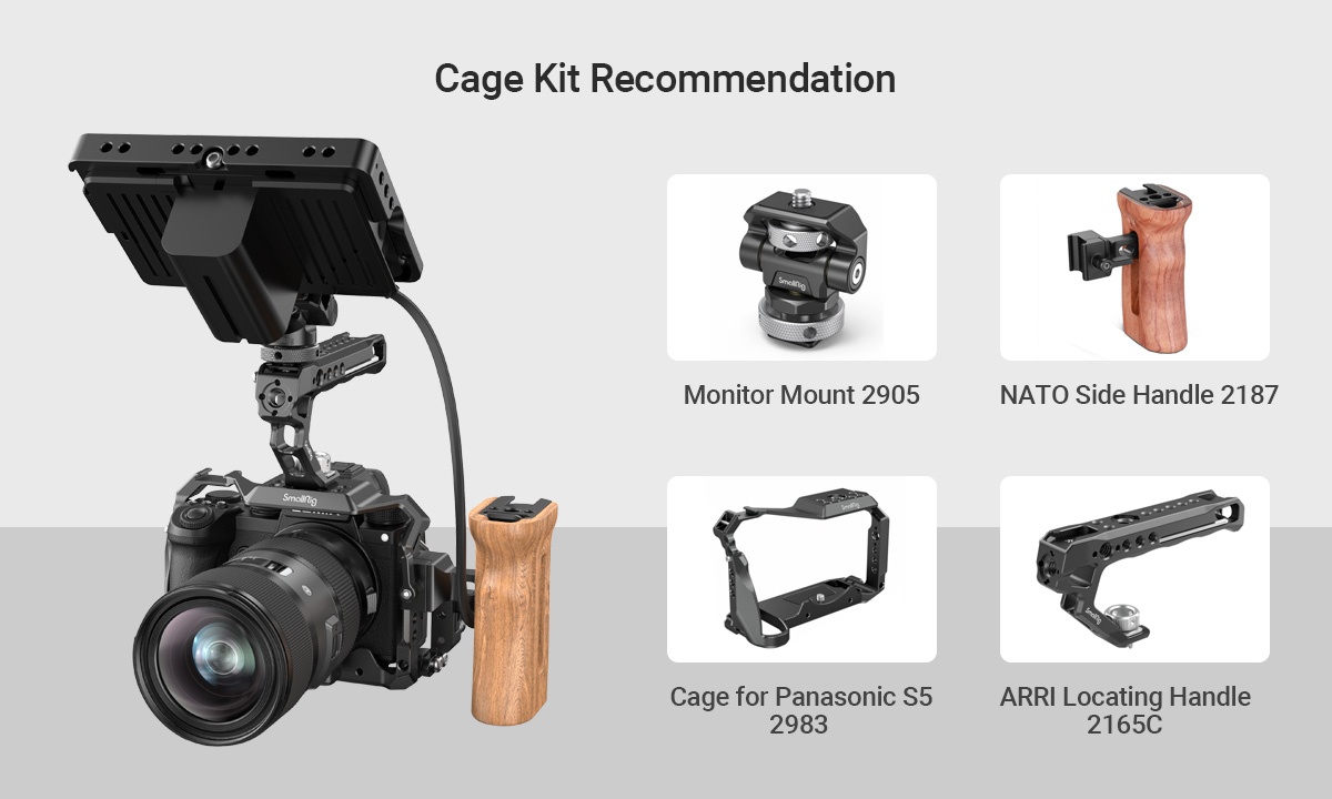 SmallRig Wooden Side Handle with NATO Clamp 2187C