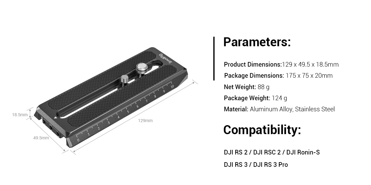 SmallRig Quick Release Plate pro DJI RS 2 / RSC 2 / Ronin-S 3158B