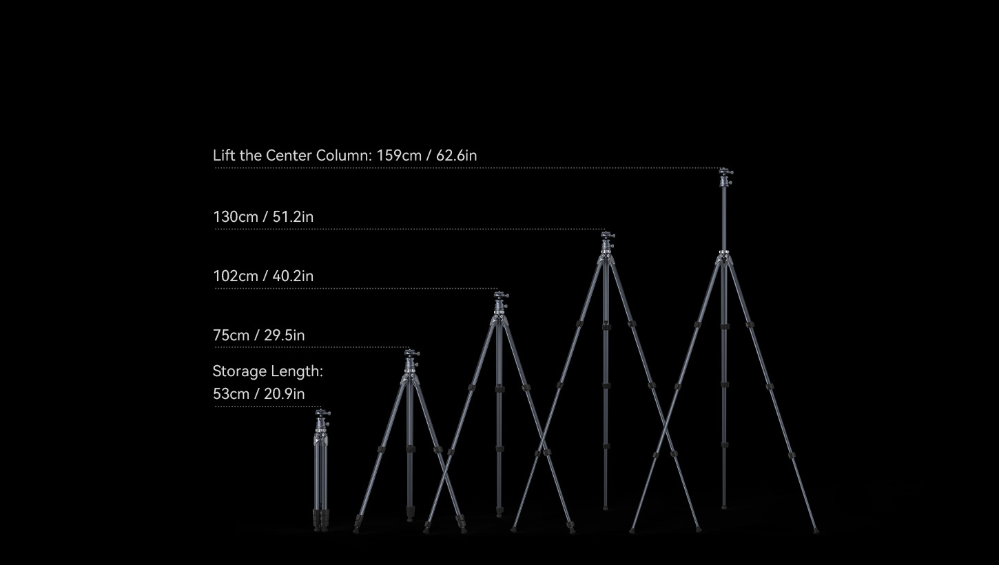 Category/Tripods/Photo Tripods Travel Tripod AP-02 | Compact, 8kg Load | SmallRig-SKU:4222B/Material(s):Aluminum Alloy/Tripod Load Capacity:15kg/Head Load Capacity:8kg/Working Height:75.0 - 159.0cm/Net 