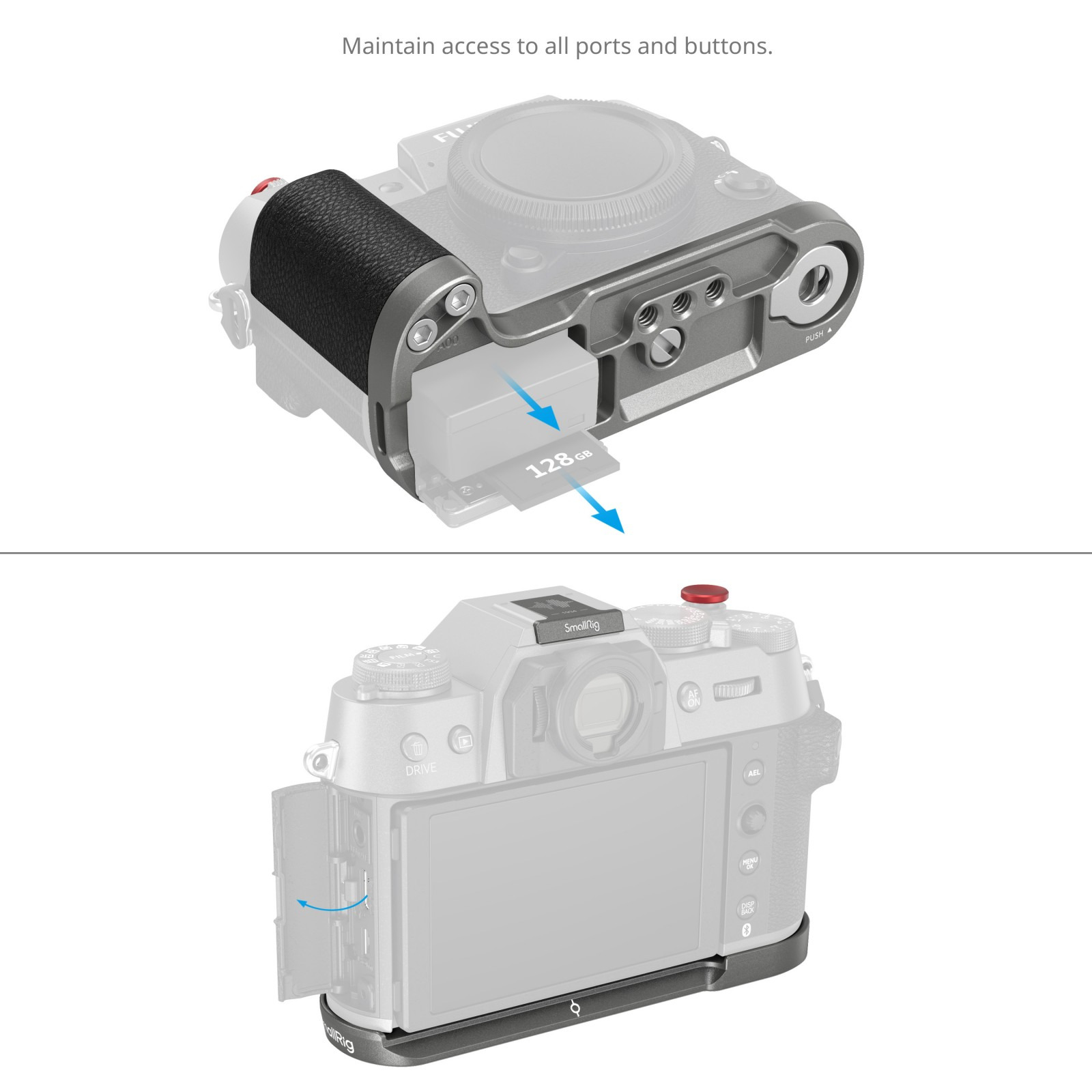 SmallRig L-Shape Mount Plate with Handle for FUJIFILM X-T50 (Silicone/Charcoal Silver) 4712B