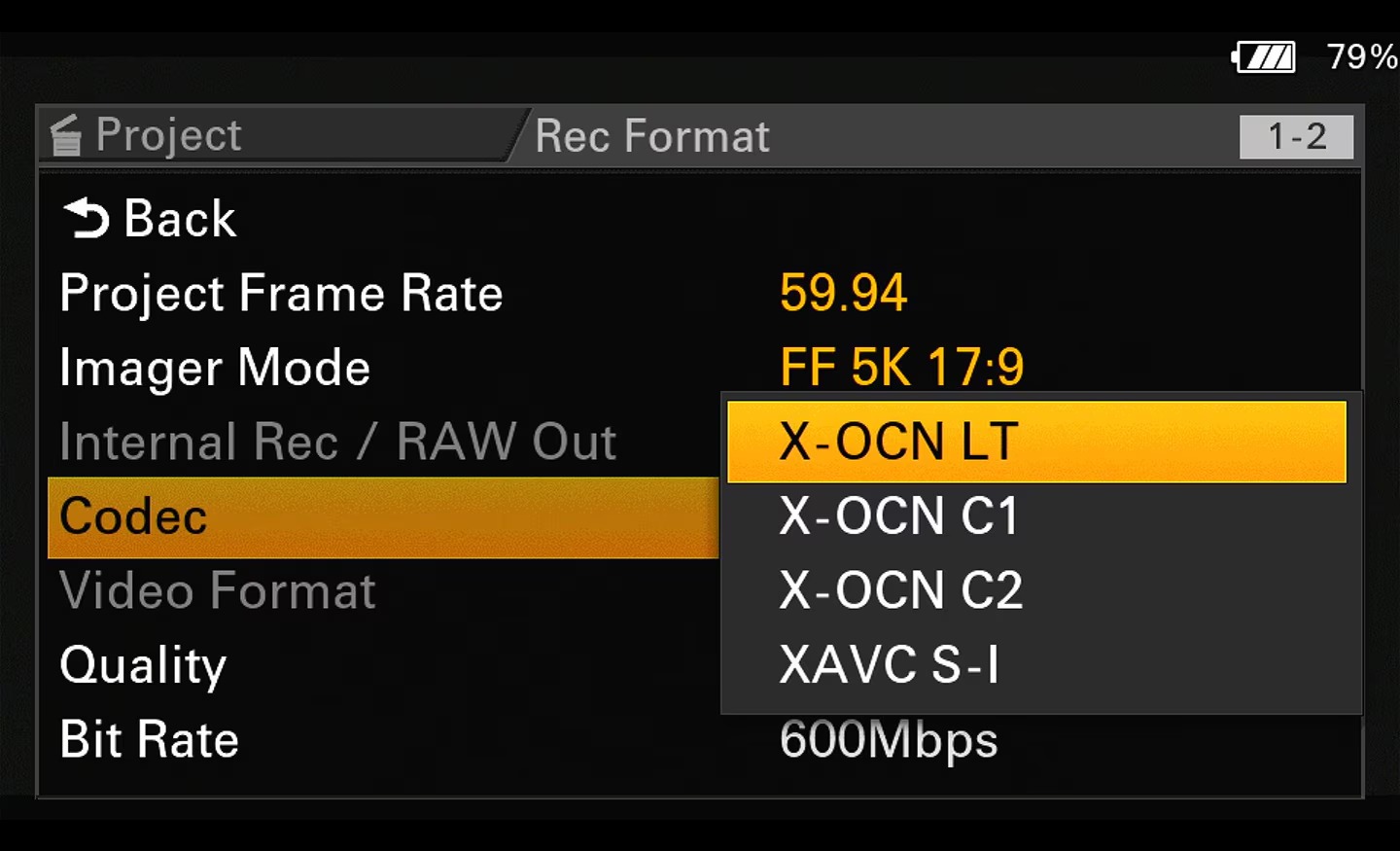 Internal X-OCN recording in the Sony FX5