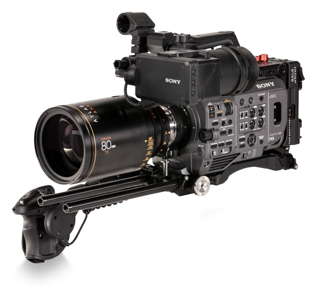 Tilta ES-T18 camera cage for the Sony PXW-FX9, Advanced trim with a Gold Mount battery plate
