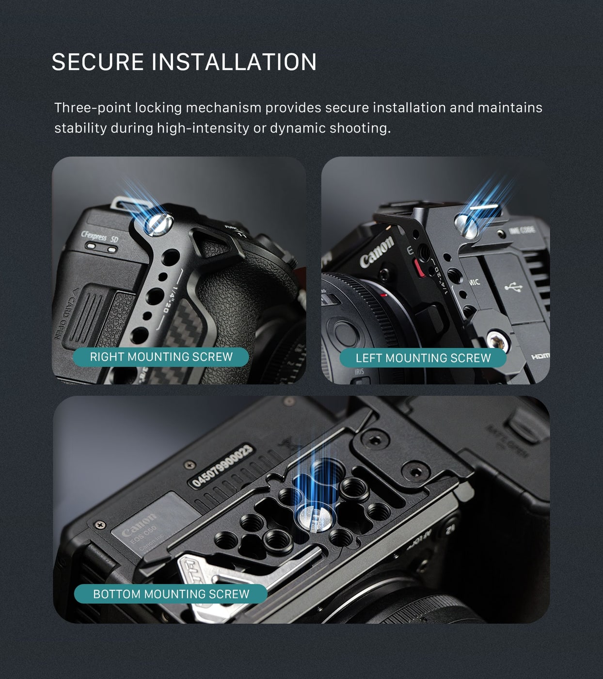 Secure three-point installation