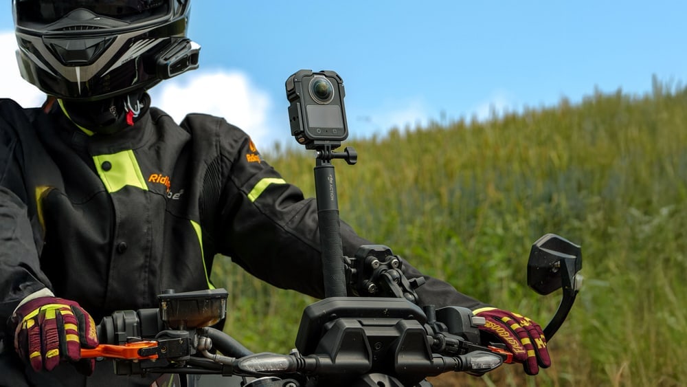 On a motorcycle, a bike and handheld