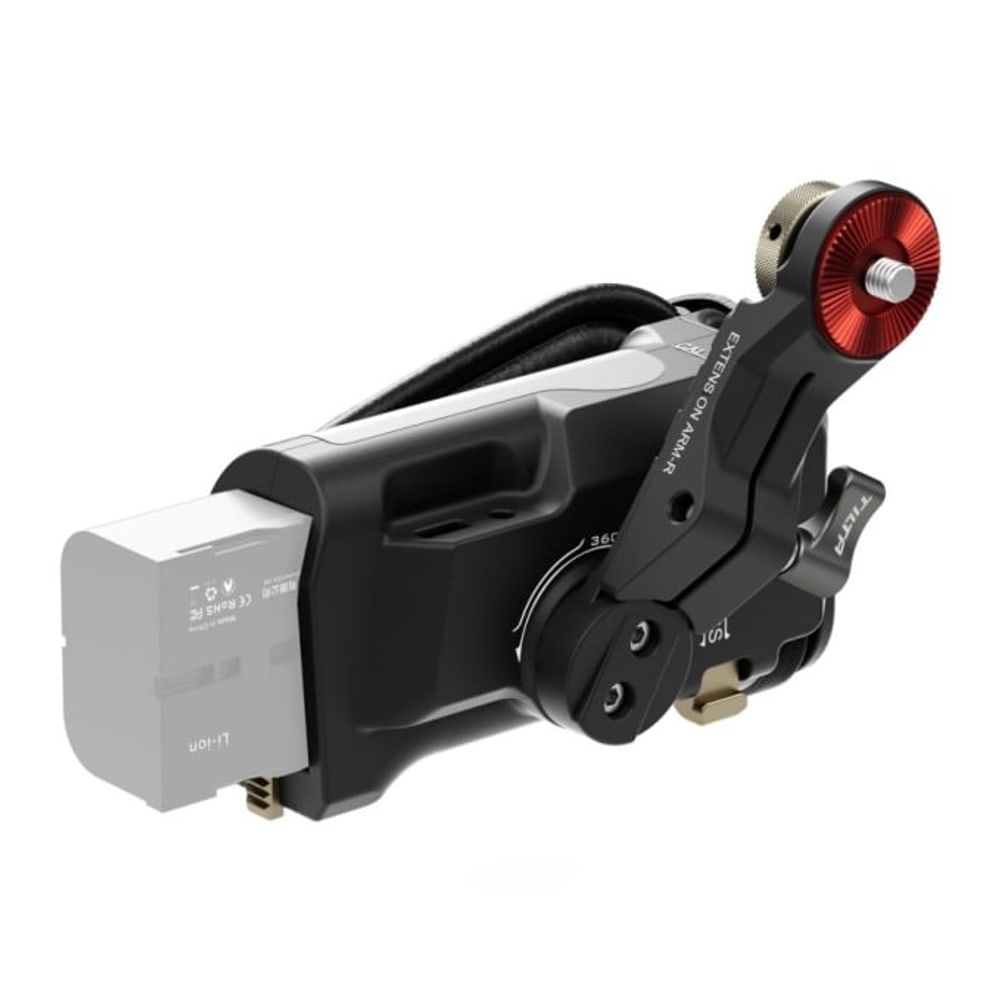A Sony F570 battery powers the whole rig