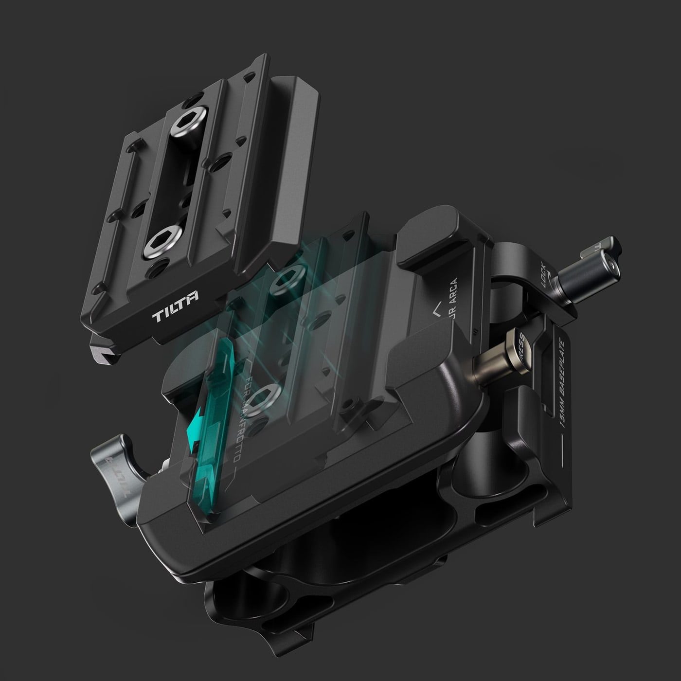 Manfrotto locks by snapping in