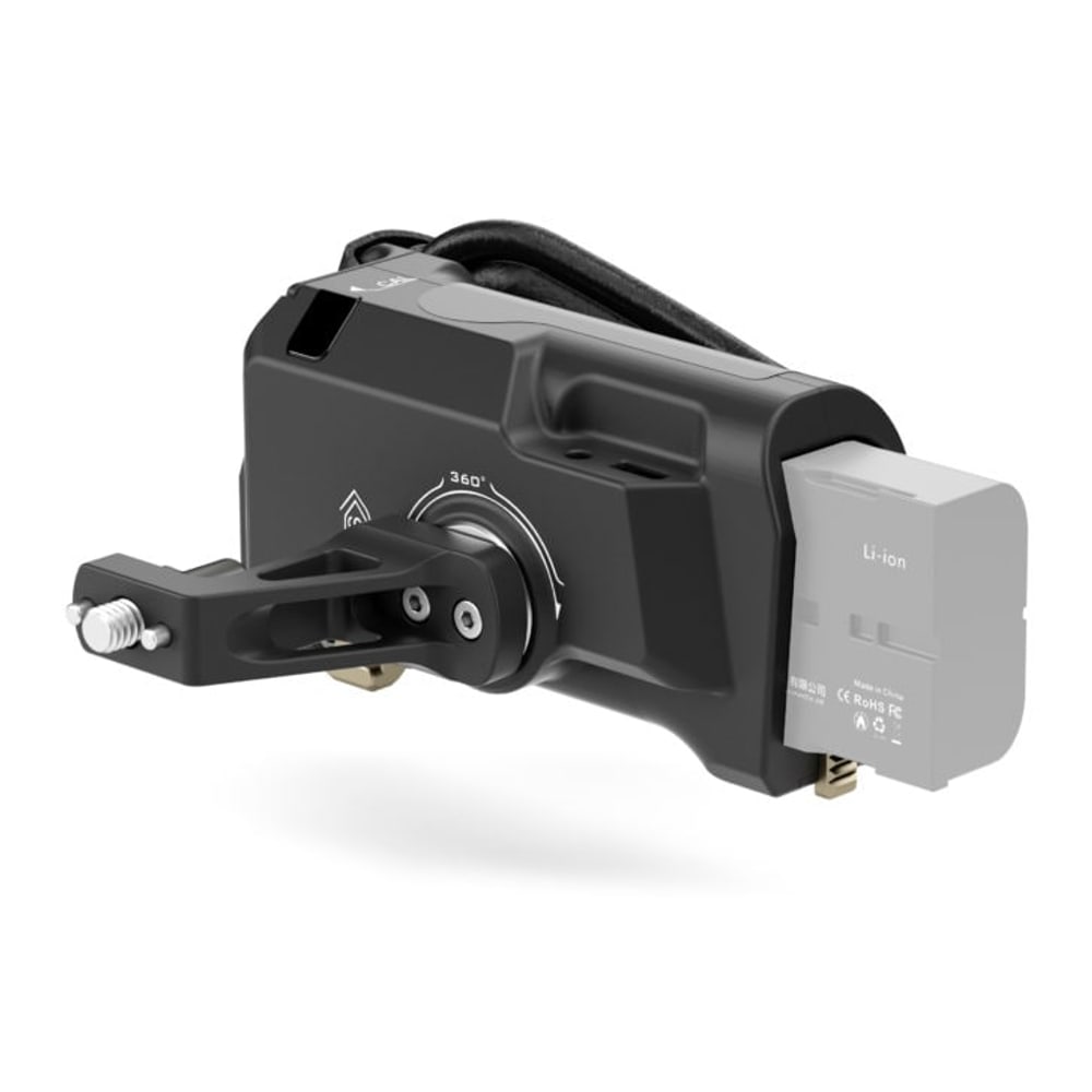 A Sony F570 battery powers the whole rig