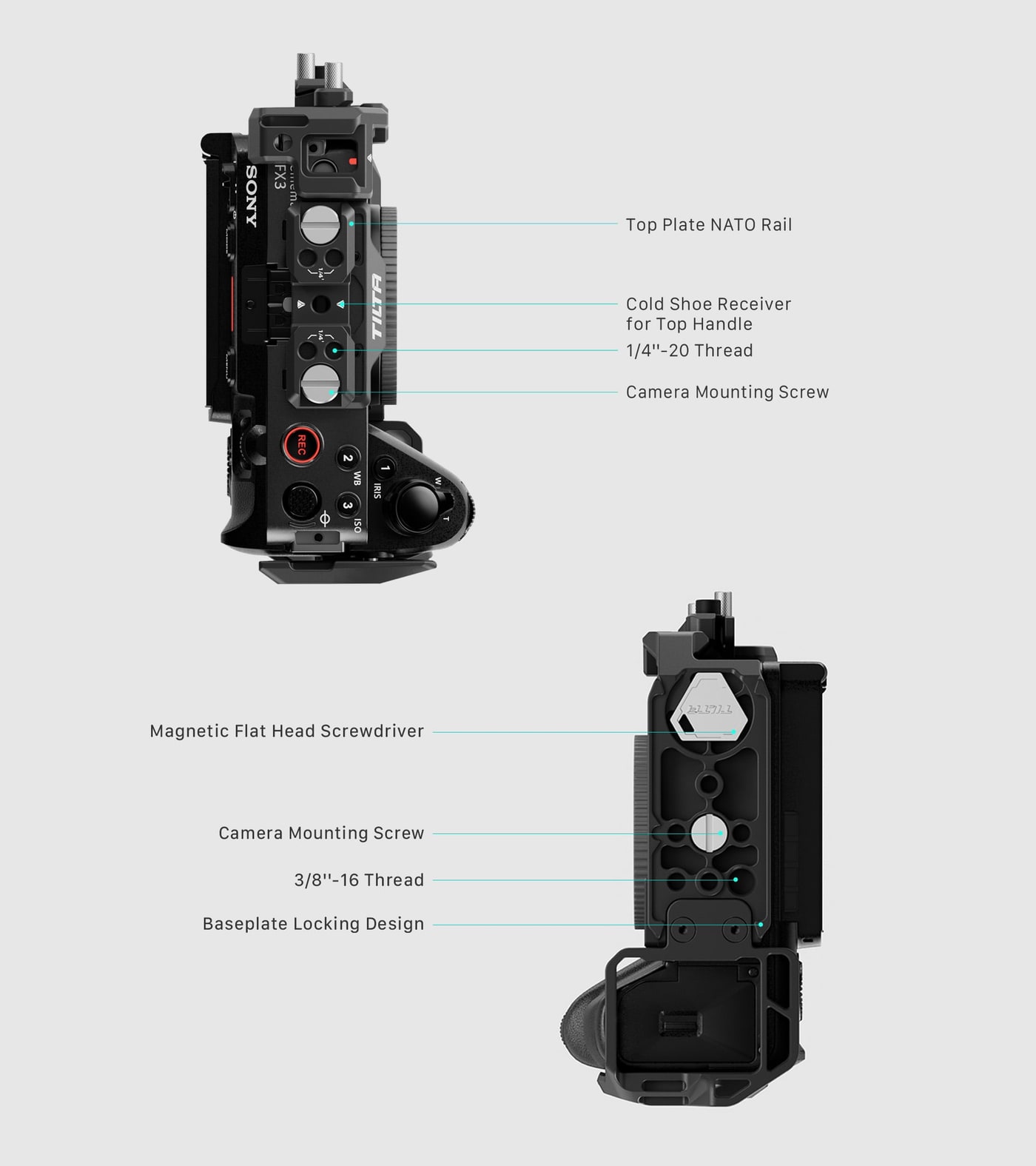The top plate and the baseplate adapter up close