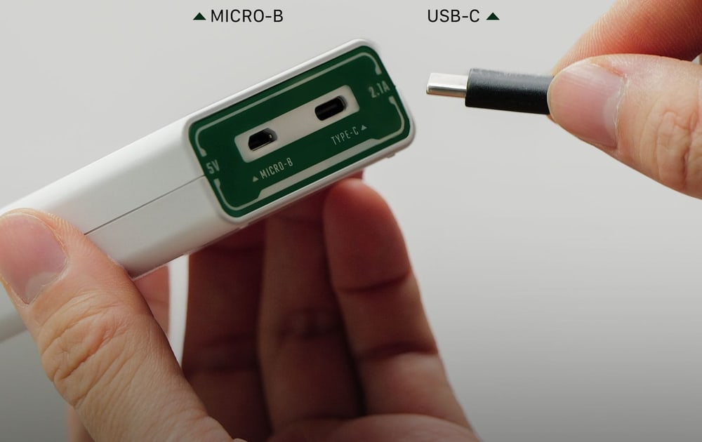 Two inputs: USB-C and Micro-USB