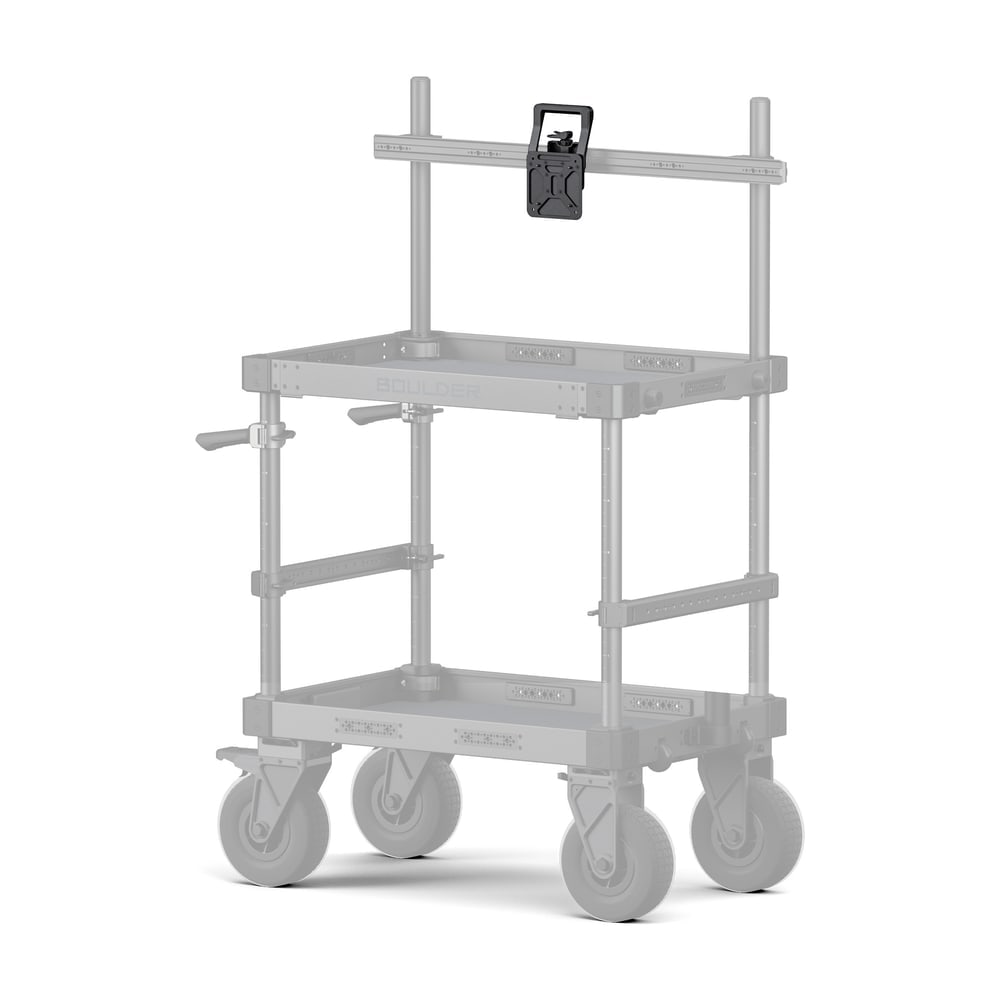 Slides onto the cart's mounting bar
