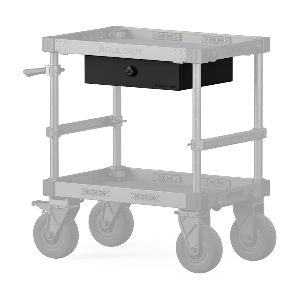Beneath the top tray of the cart