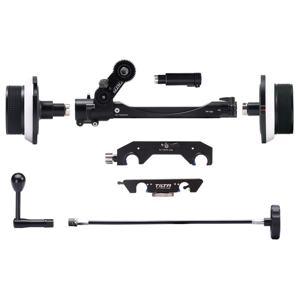 Snaps onto rods, swivels and slides to the lens