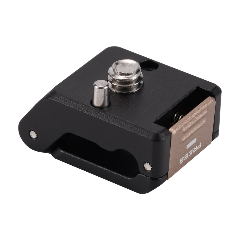One 1/4-20 screw and a retractable locating pin