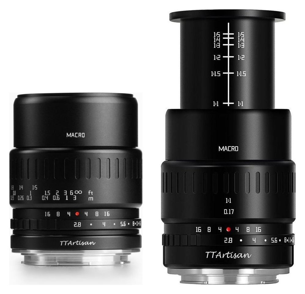 TTArtisan APS-C Macro 40mm F2.8 – Extending barrel with magnification scale