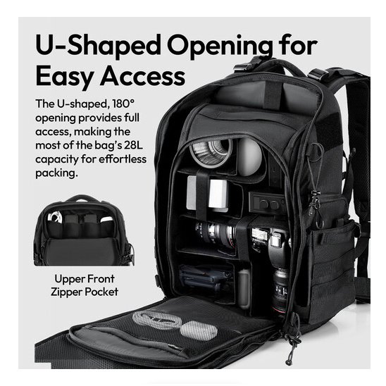 Ulanzi BC007 Tactical Camera Backpack 28L – Clamshell and side access