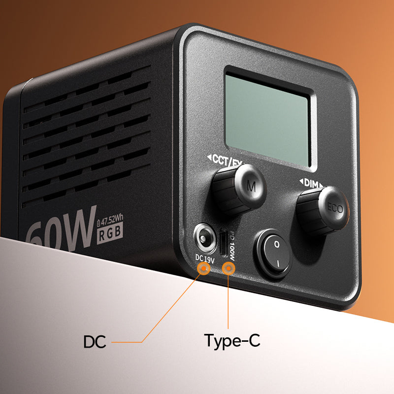 Ulanzi C60 60W Bi-Color Video Light – DC and USB-C power