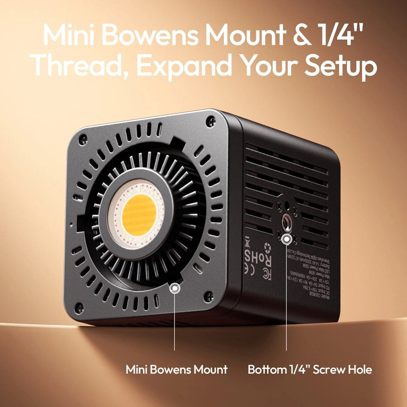 Ulanzi C60RGB COB LED světlo – Mini Bowens and a tripod thread