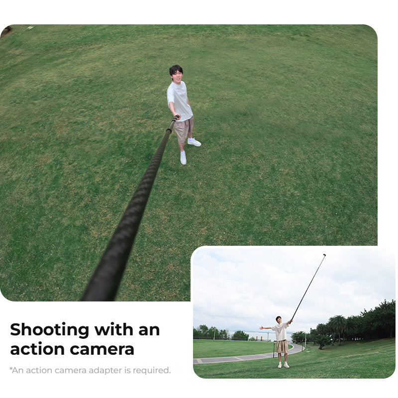 Ulanzi VL02 karbonová selfie tyč 2,7 m – Shooting with an action camera