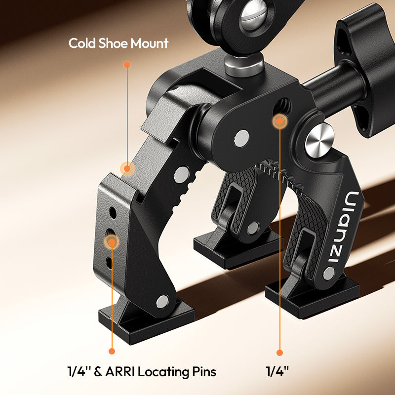 Ulanzi CO78 Super Clamp Kit – Cold shoe, 1/4″ thread and ARRI pins