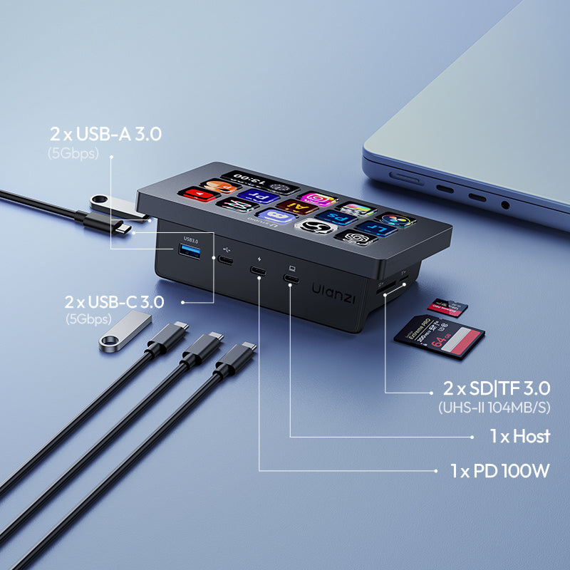 Ulanzi D200H Deck Dock – USB-A, USB-C and 100 W PD ports