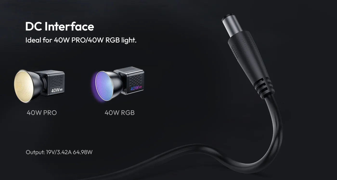 Ulanzi HT005 napájecí adaptér EU plug – DC connector straight into the light