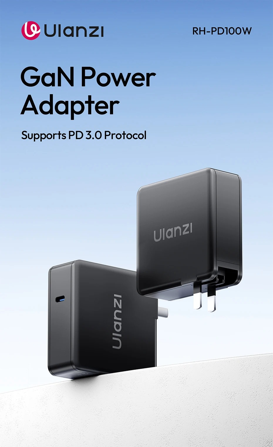 Ulanzi RH-PD100W 100W GaN USB-C napájecí adaptér – PD 3.0 and up to 100 W
