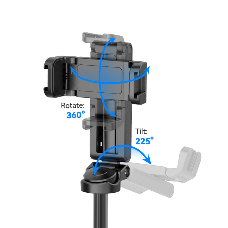 Ulanzi JJ02 stativ pro telefon s ovladačem – Clamp rotates 360° and tilts 225°