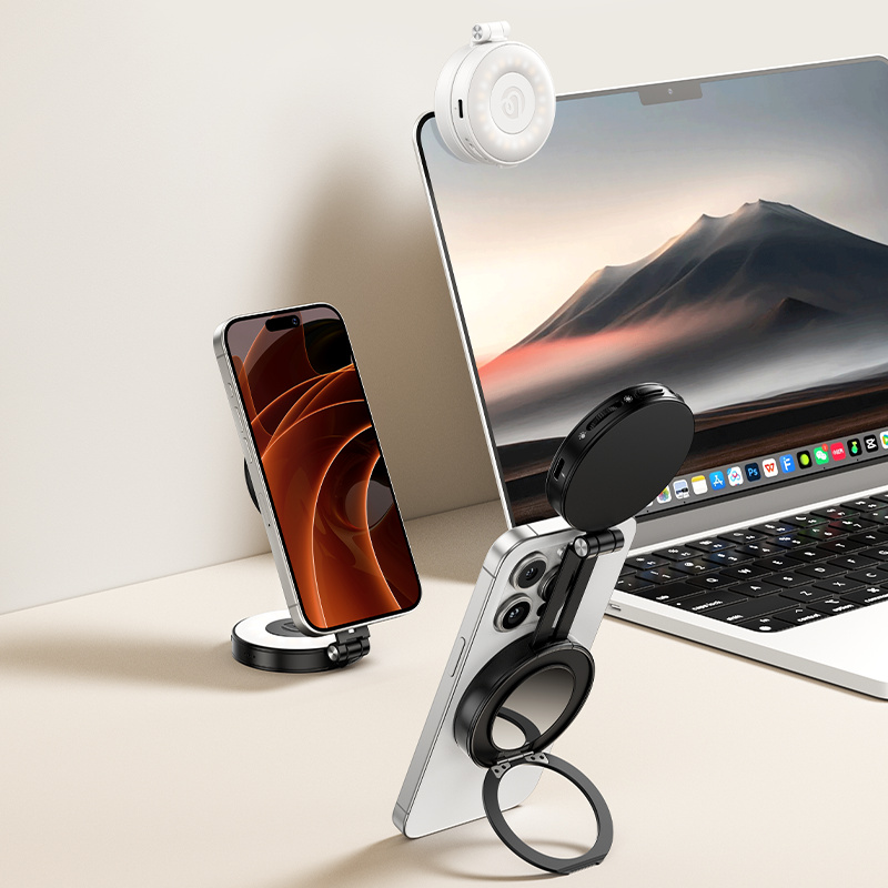 Ulanzi LM23 V2 magnetické světlo na telefon, bílé – A stand on the desk