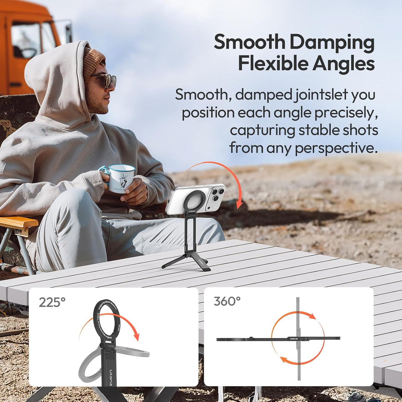 Ulanzi MA30S magnetický ministativ – Damped joints, a steady angle
