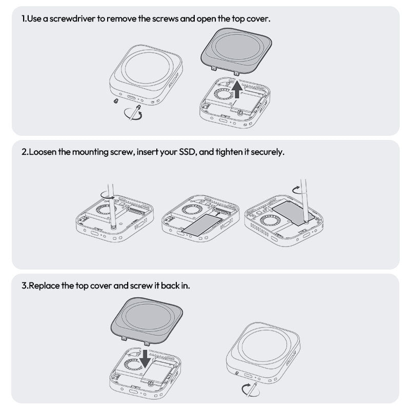 Ulanzi MA55 magnetický SSD box – Installing the drive in three steps