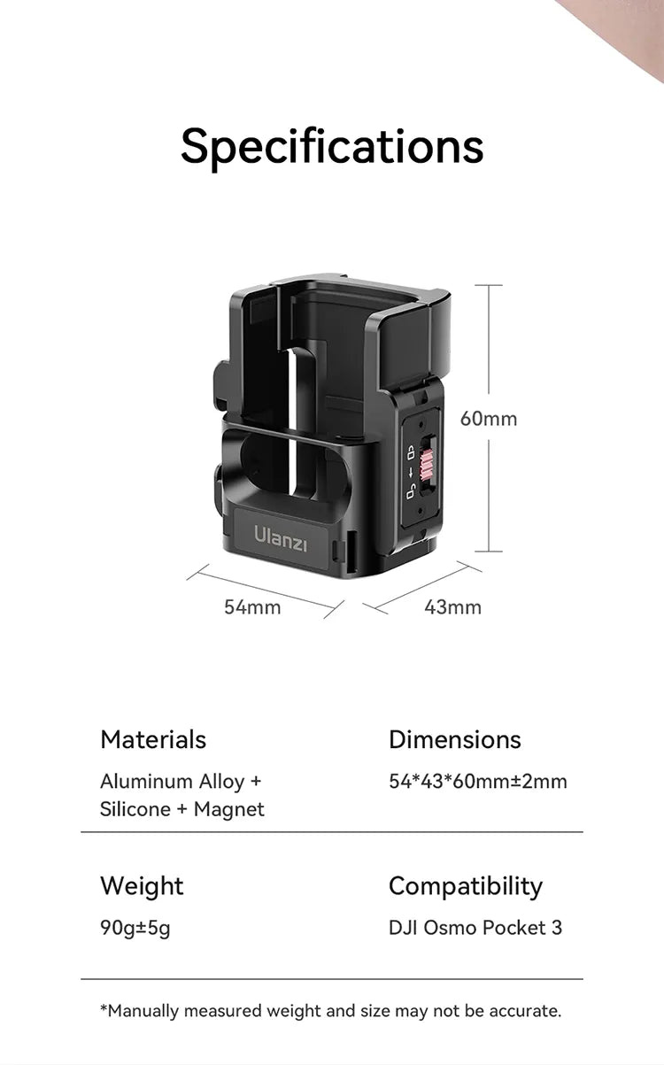 Ulanzi PK-06 adaptér pro Pocket 3 – Dimensions and specifications