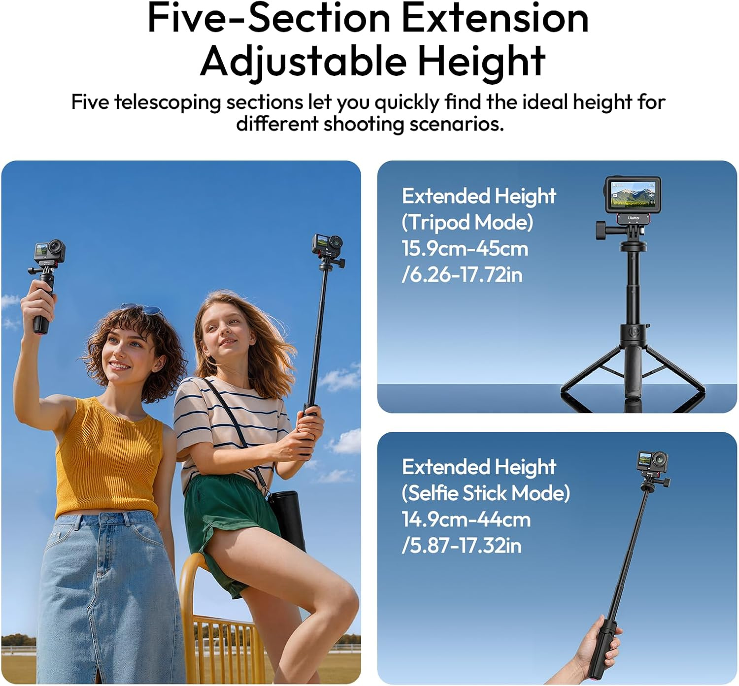 Ulanzi MT18 action cam – Five-section column
