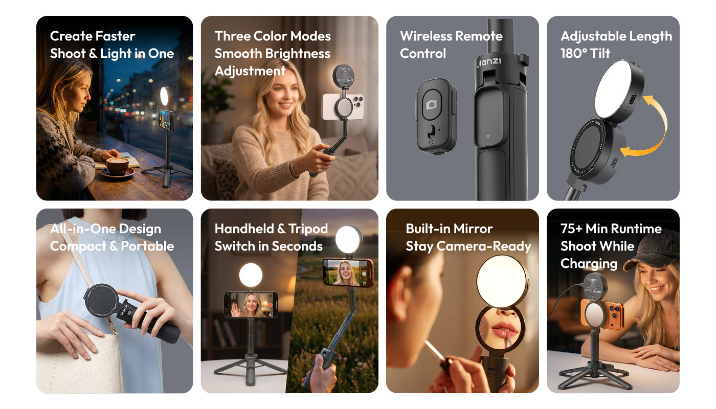 Ulanzi MT40 mini selfie tyč s přisvětlením – Main features at a glance