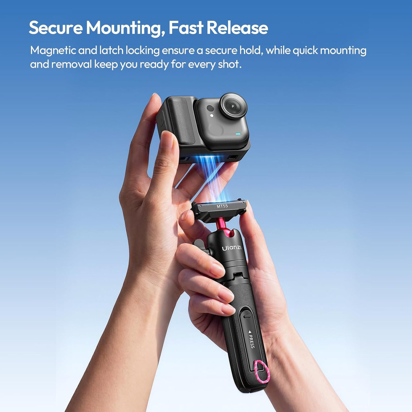 Ulanzi MT55 SnapGo ministativ a selfie tyč – MT55 magnetic plate for the DJI Osmo Action 6 and Osmo Nano