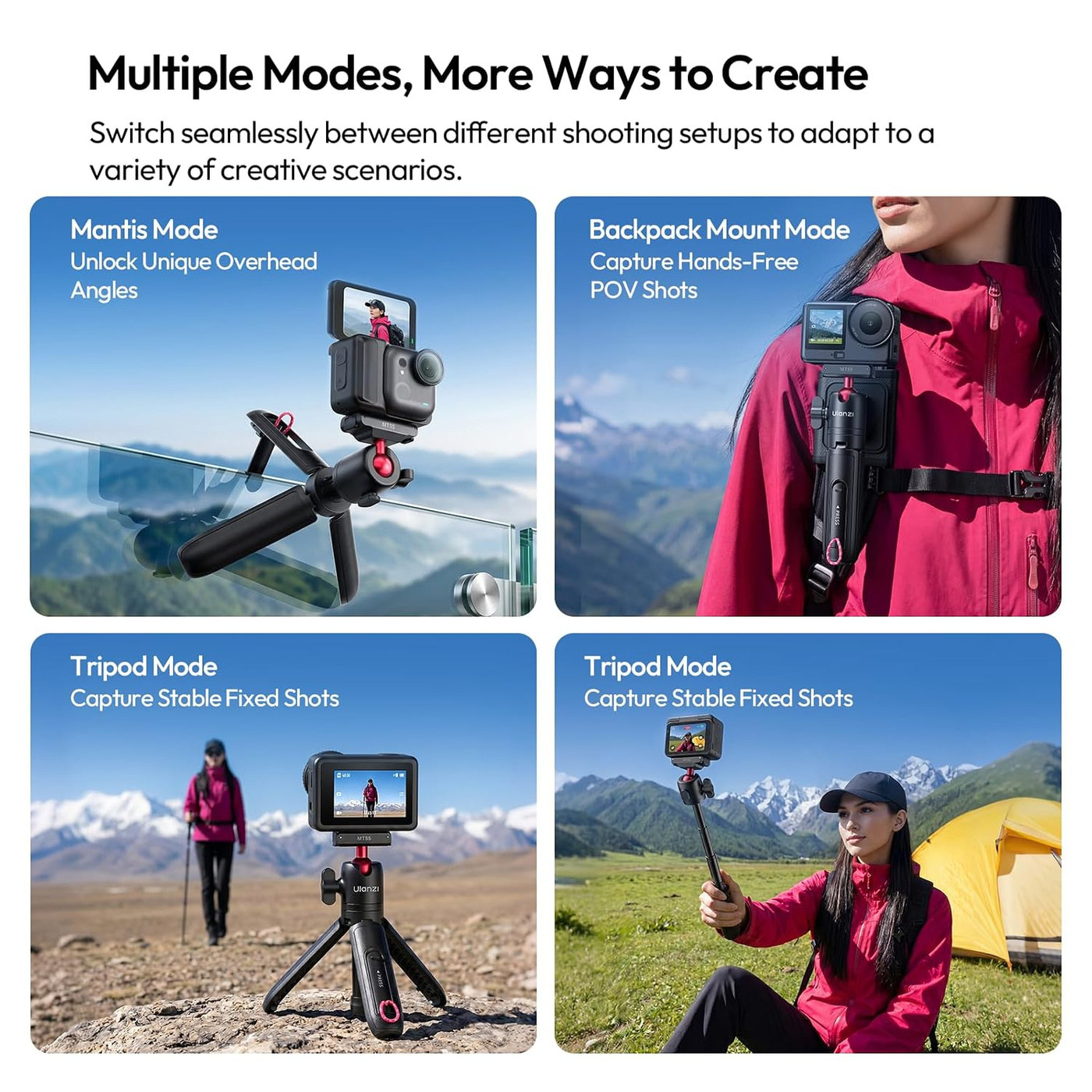 Ulanzi MT55 SnapGo ministativ a selfie tyč – Four modes in one piece
