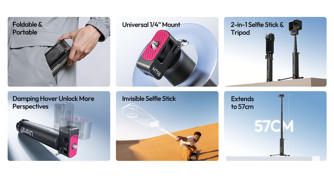 Ulanzi MT98 skládací selfie tyč – Main features at a glance