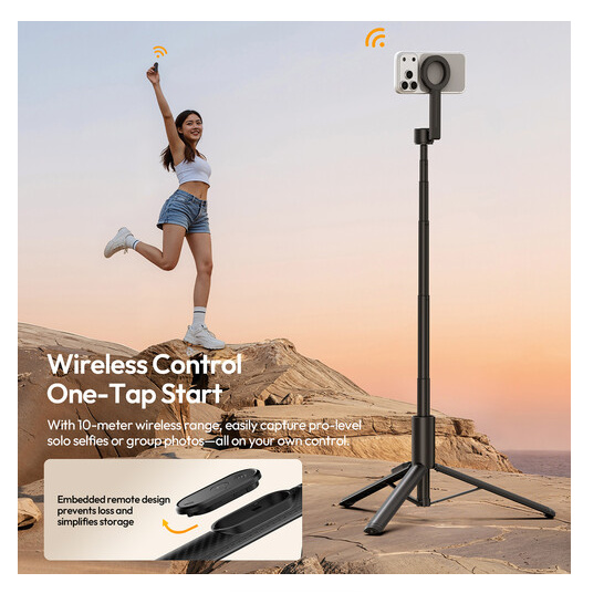 Ulanzi SK27 magnetická selfie tyč – Bluetooth remote in the handle