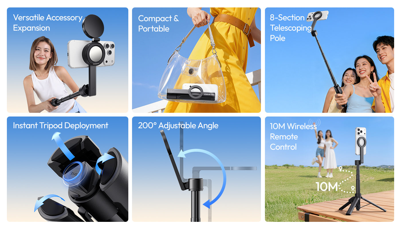 Ulanzi SK26 Portable Selfie Stick Tripod – Everything essential in one picture