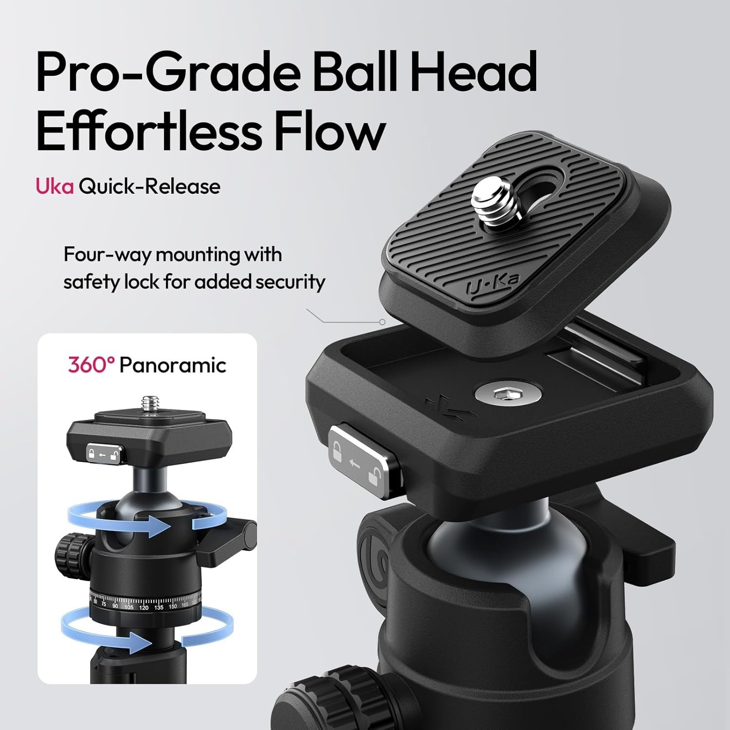 Ulanzi TT59 stativ s vodorovným sloupem – Pro-grade ball head with Uka