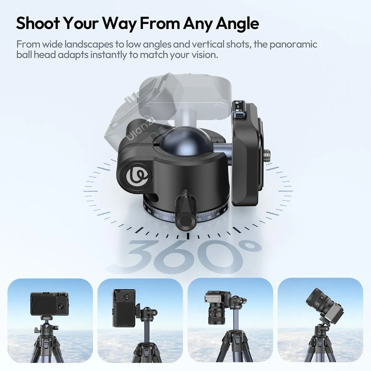 Ulanzi OMBRA II YING cestovní stativ černý – 360° ball head