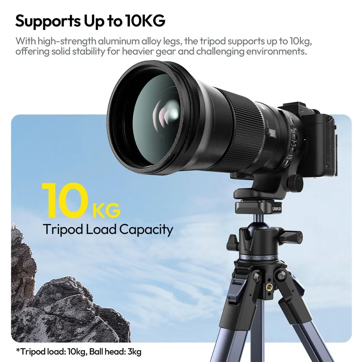 Ulanzi OMBRA II YING cestovní stativ černý – 10 kg tripod load