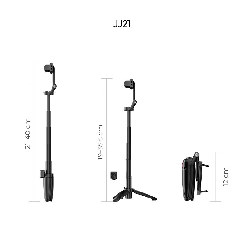 Ulanzi JJ21 Mini Selfie Stick Tripod – Dimensions in three positions