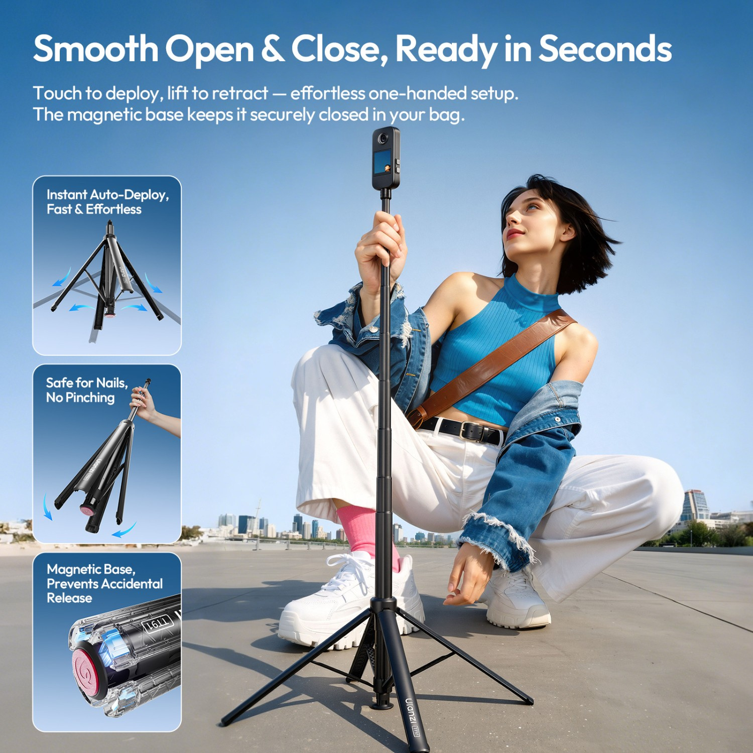 Ulanzi TT91 selfie tyč a stativ – Opens with one press