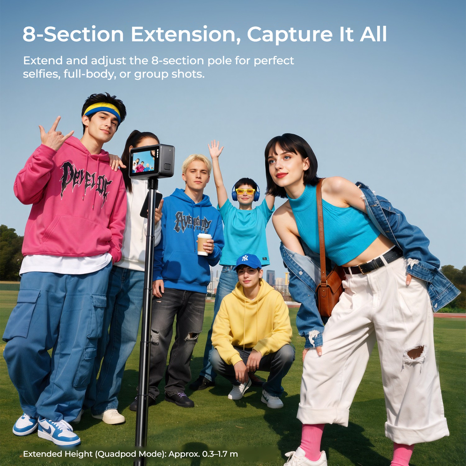 Ulanzi TT91 selfie tyč a stativ – Eight sections for every shot