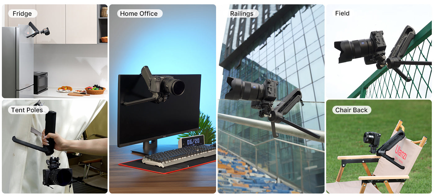 Ulanzi TT38 ClickOpen Tabletop Tripod – Hang it on a fridge, monitor or railing